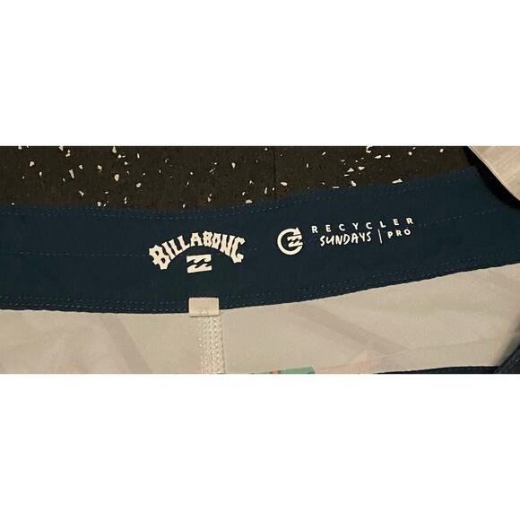 Billabong Board Shorts Recyclers Sundays Pro 32 Teal Blue Pink PALM TREES Swim - Picture 4 of 5